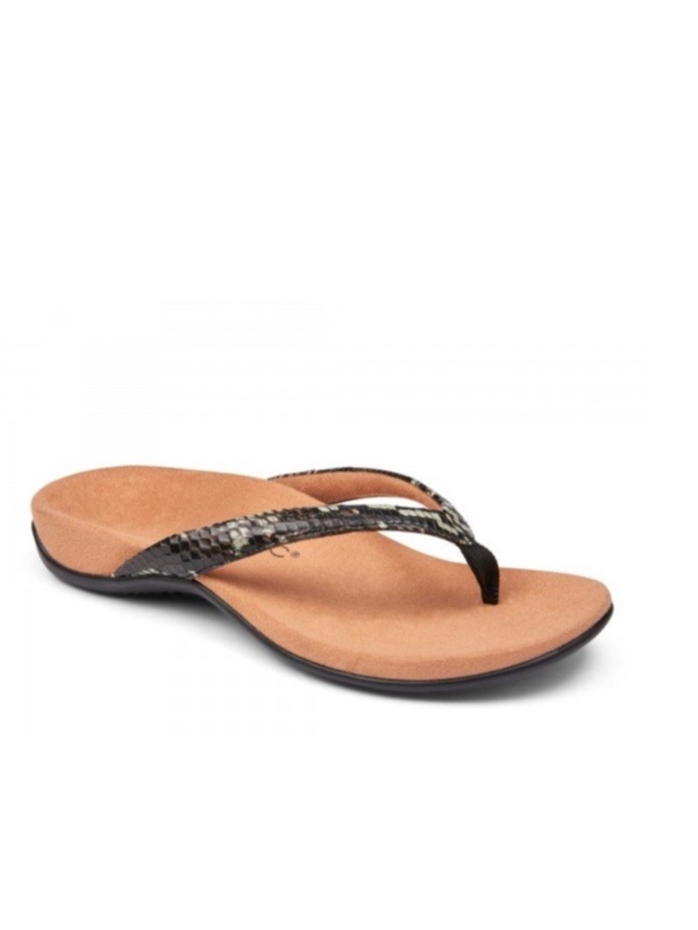 Vionic Black Snake-Print Thong Sandal Dillon Boa